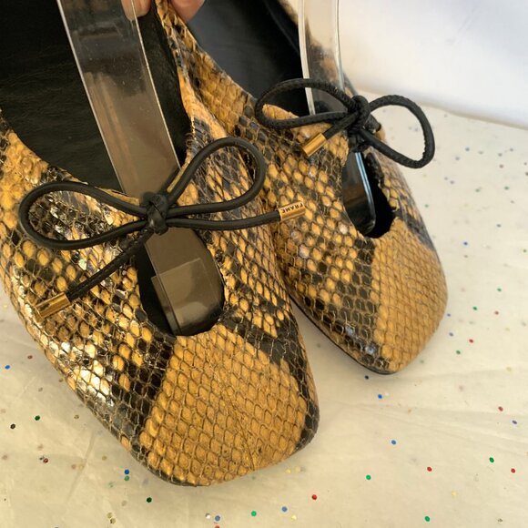 Frame Le Sunset Ballet Flats Python Multi Print Brwn/Blk Lambskin 39.5 Quiet Lux - Picture 13 of 16